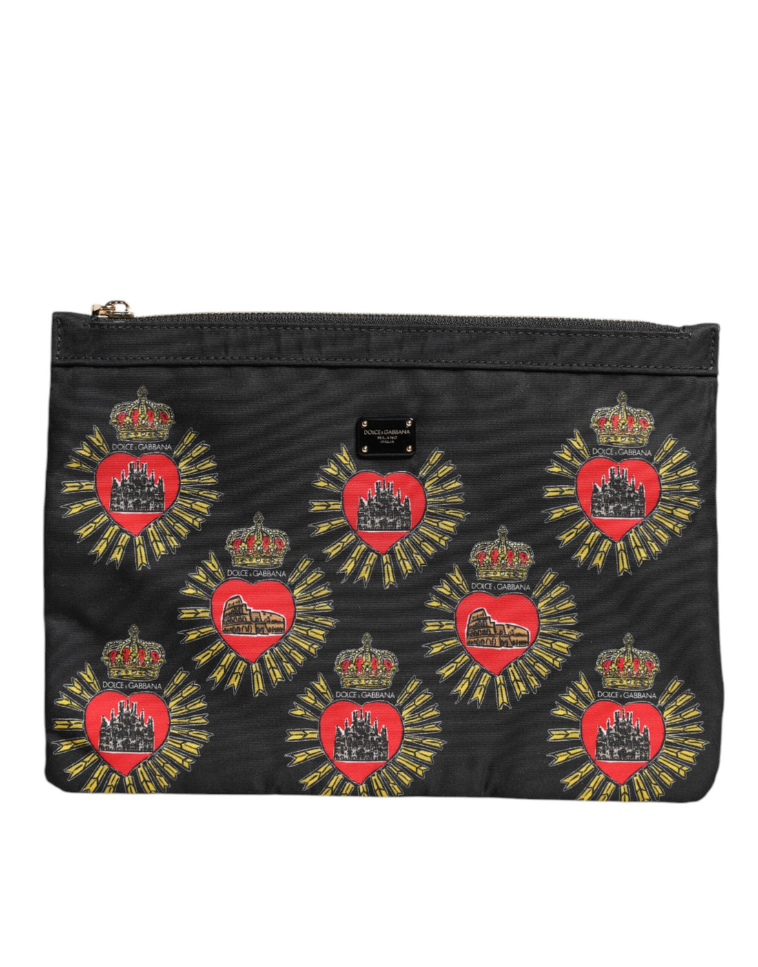 Dolce &amp;amp; Gabbana svartröd nylon Sacred Heart kuvertväska