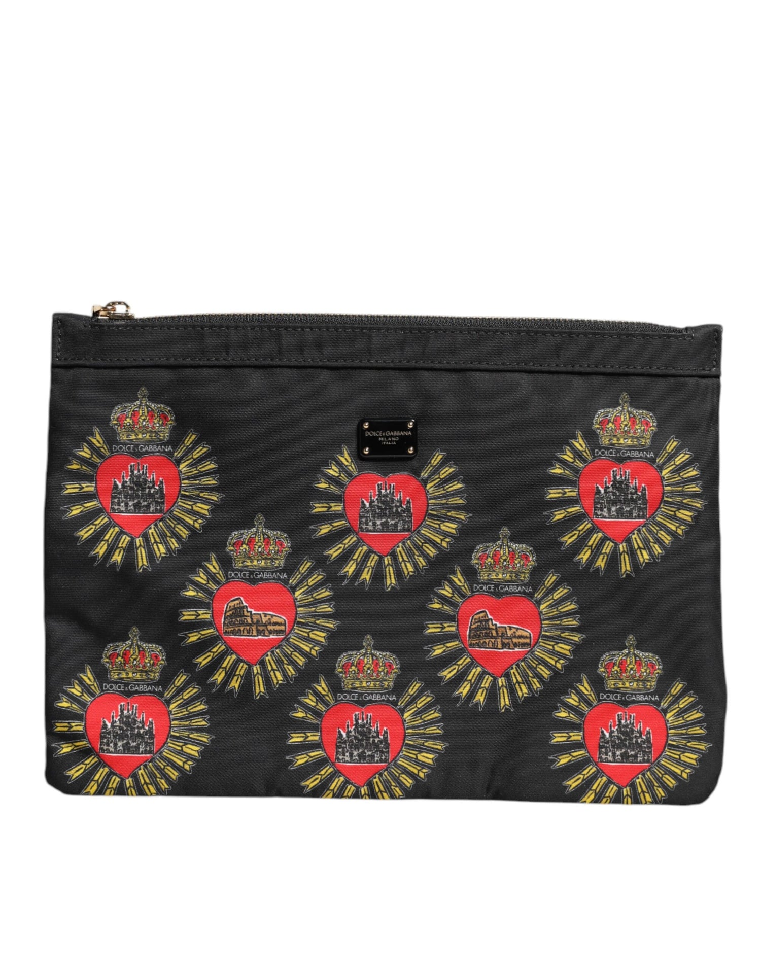 Dolce &amp;amp; Gabbana svartröd nylon Sacred Heart kuvertväska
