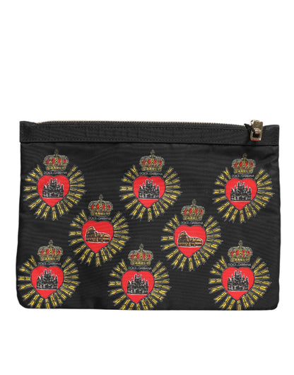 Dolce &amp;amp; Gabbana svartröd nylon Sacred Heart kuvertväska
