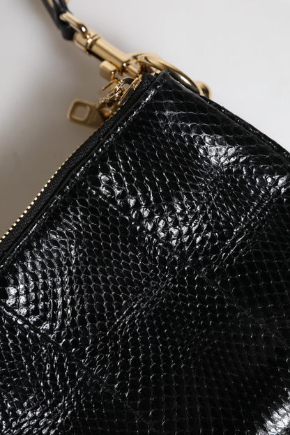 Dolce &amp;amp; Gabbana svart exotisk läderkuvertväska med axelrem