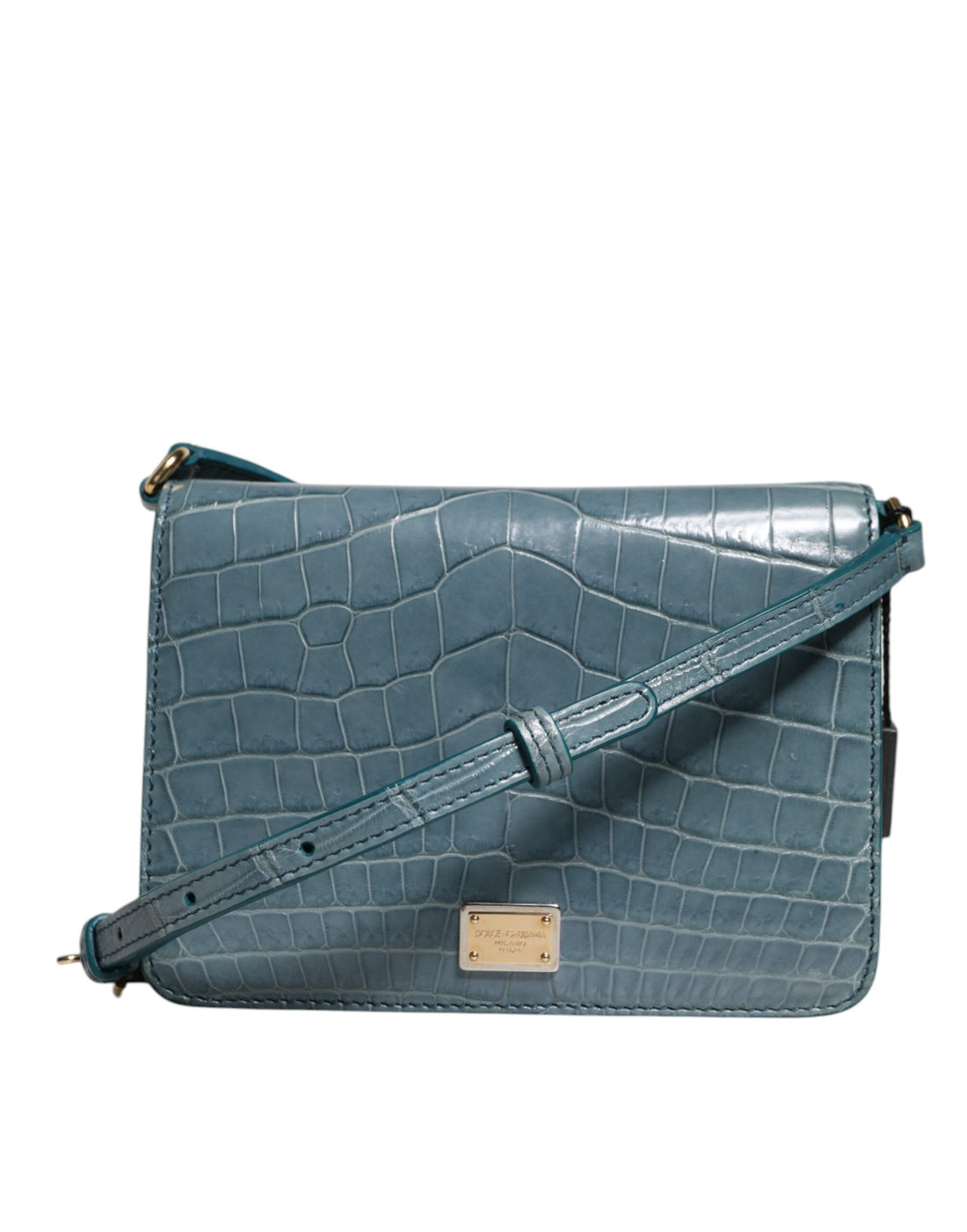 Dolce &amp;amp; Gabbana Grön Exotisk Läder DG Plaque Axelremsväska Mini
