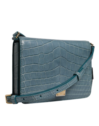 Dolce &amp;amp; Gabbana Grön Exotisk Läder DG Plaque Axelremsväska Mini