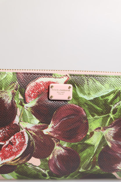 Dolce &amp;amp; Gabbana Flerfärgad Fig Fruit Dauphine Läderplånbok med Dragkedja Runt Continental