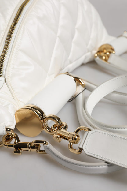 Dolce &amp;amp; Gabbana Vit Quilted Logotypplackad Midjeväska