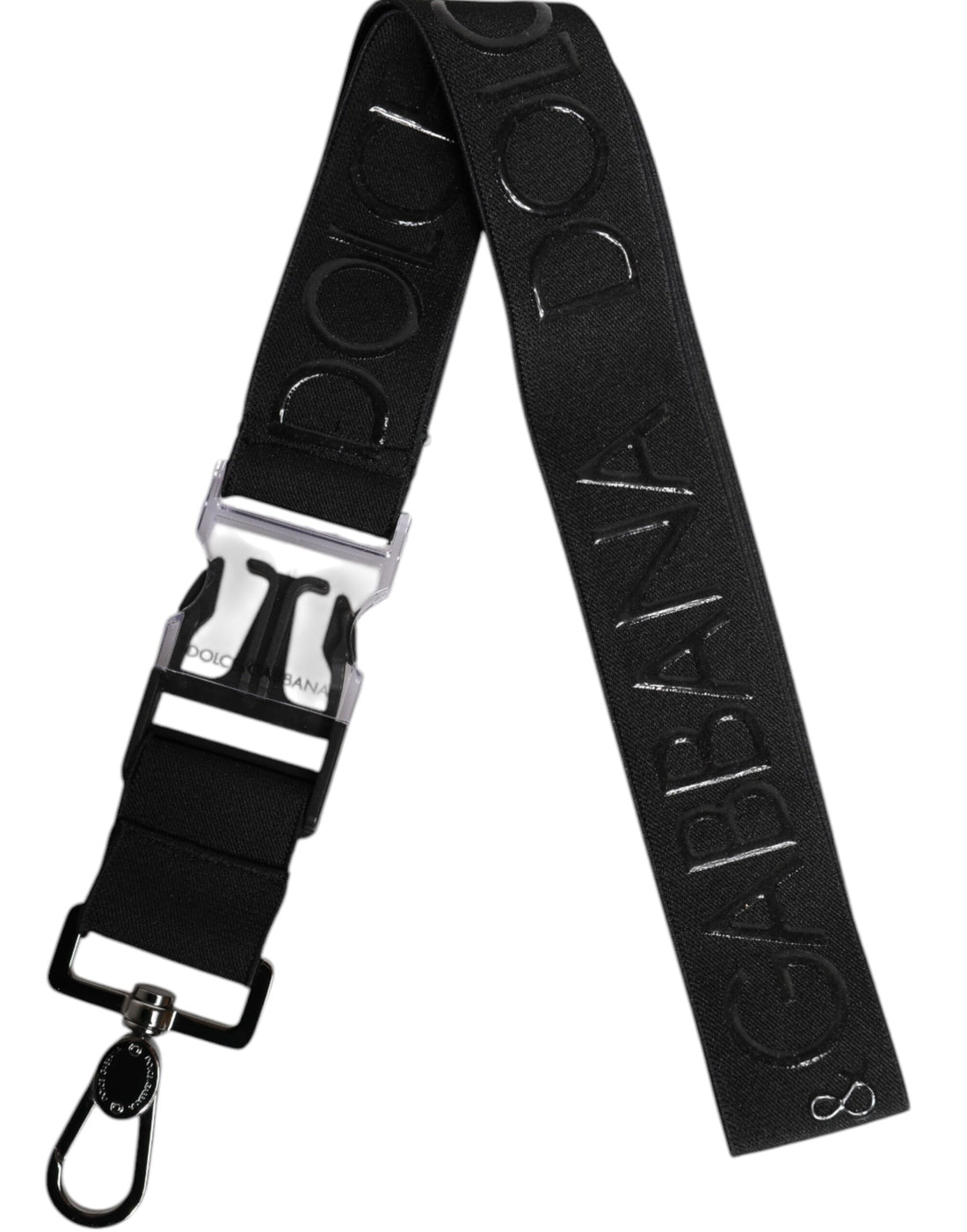 Dolce &amp;amp; Gabbana svart stretchig polyester gummierad nyckelring med DG-logotyp