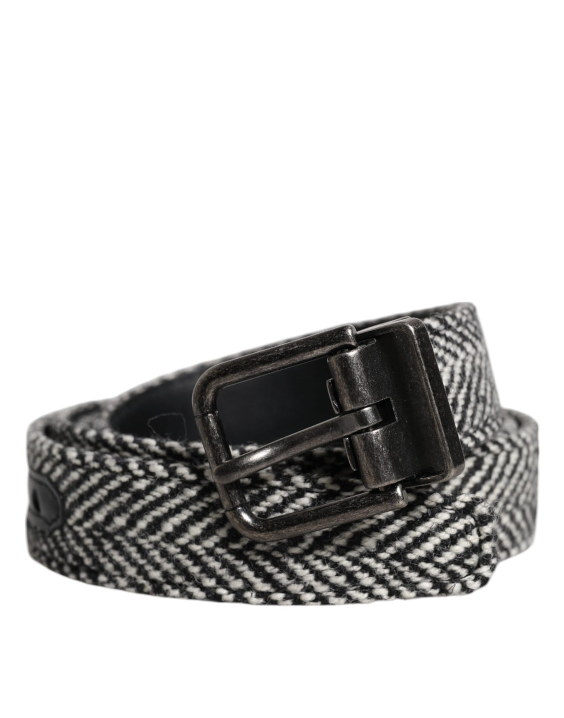 Dolce &amp;amp; Gabbana Svartvitt Silvertonat Metallspännesbälte