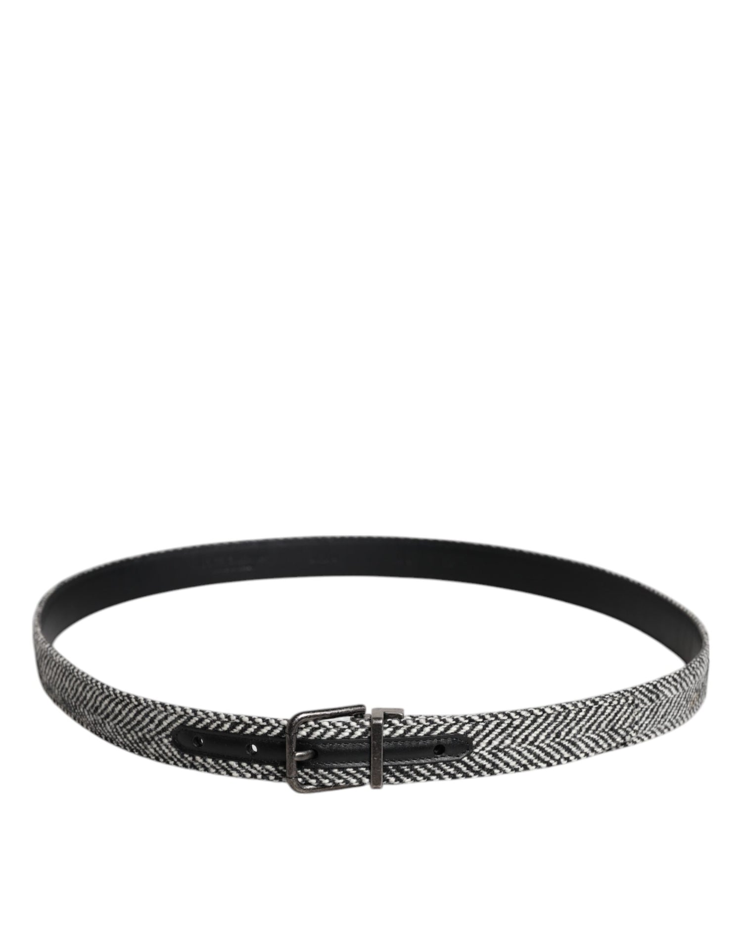Dolce &amp;amp; Gabbana Svartvitt Silvertonat Metallspännesbälte