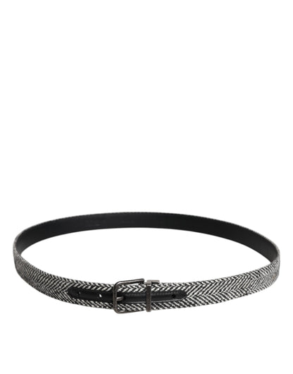 Dolce &amp;amp; Gabbana Svartvitt Silvertonat Metallspännesbälte