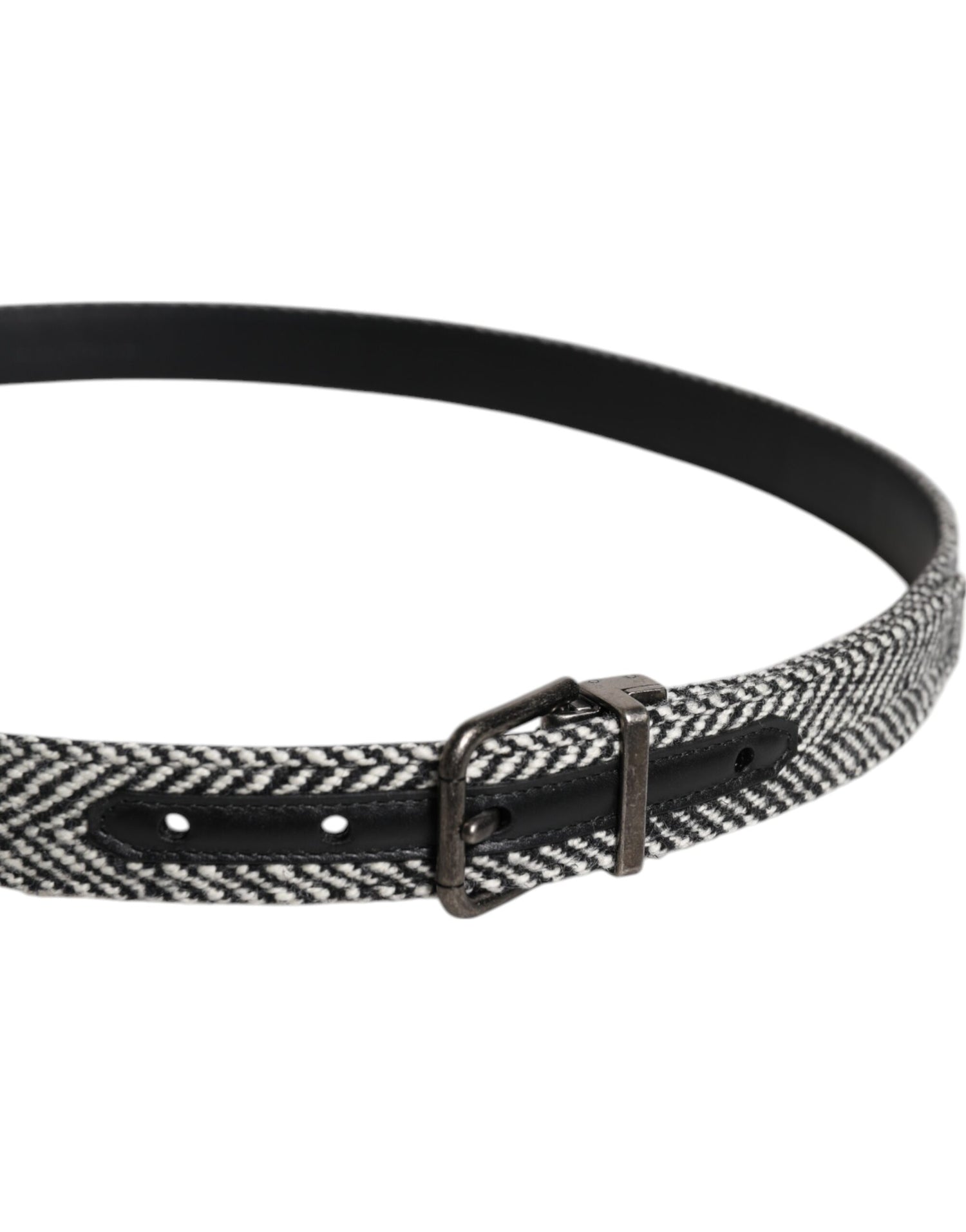 Dolce &amp;amp; Gabbana Svartvitt Silvertonat Metallspännesbälte
