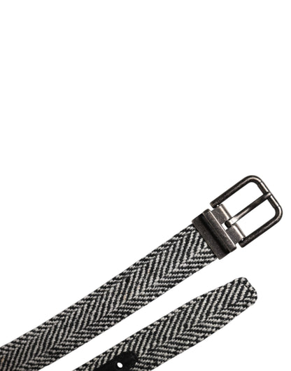 Dolce &amp;amp; Gabbana Svartvitt Silvertonat Metallspännesbälte