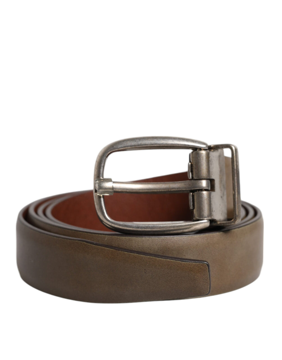 Dolce &amp;amp; Gabbana brunt läderbälte med klassisk metalllogotyp och spänne