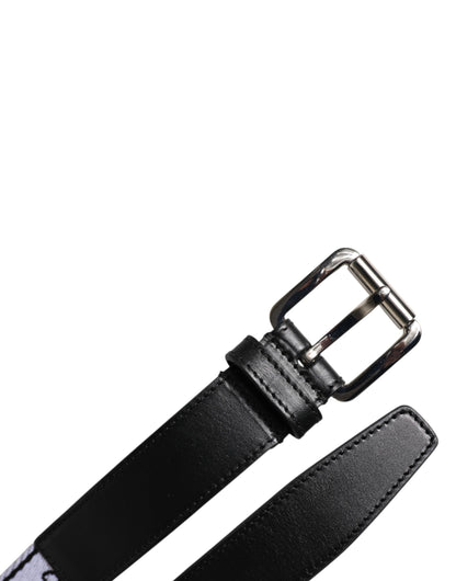 Dolce &amp;amp; Gabbana Svartvitt Tryckt Metallbälte med Logotypspänne