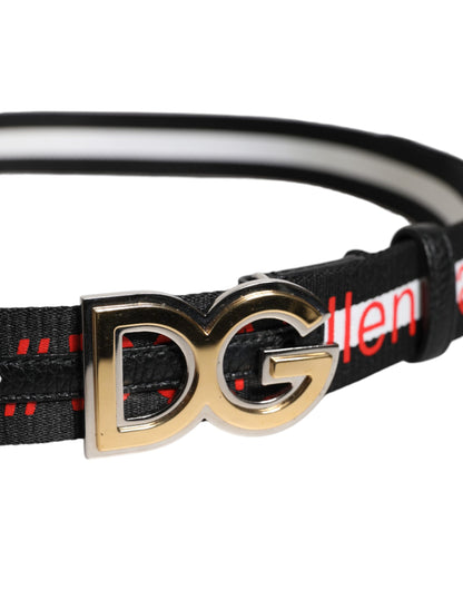 Dolce &amp;amp; Gabbana Svartvitt Tryckt Metallbälte med Logotypspänne