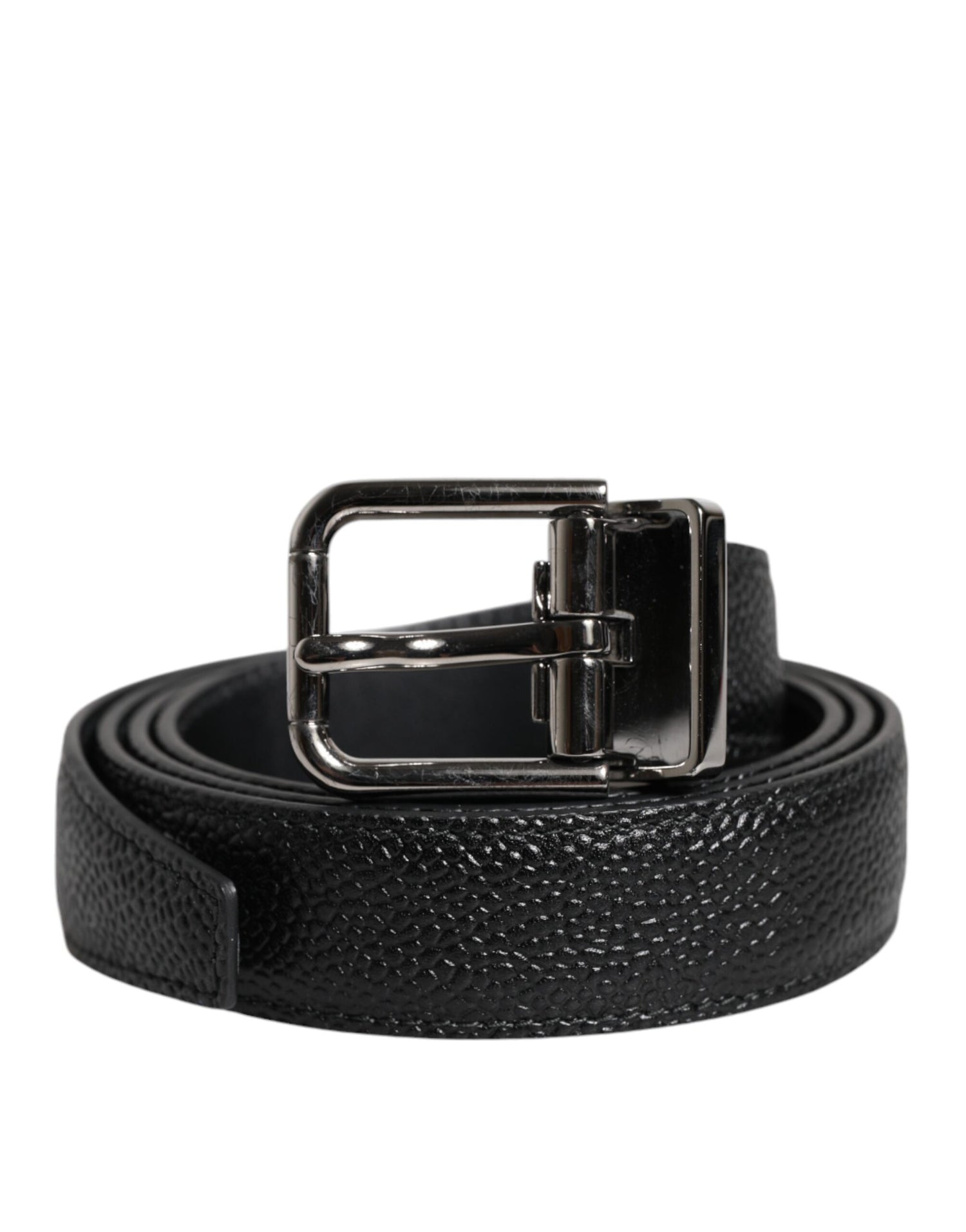 Dolce &amp;amp; Gabbana Svart Kalvskinnsbälte med Klassiskt Metallspänne