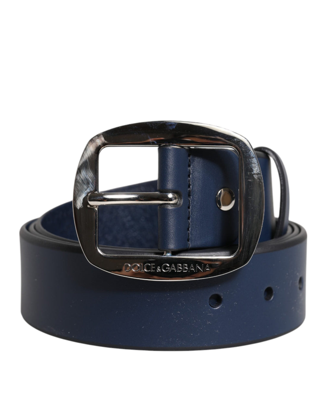 Dolce &amp;amp; Gabbana Blått Kalvskinnsbälte med Klassiskt Metallspänne