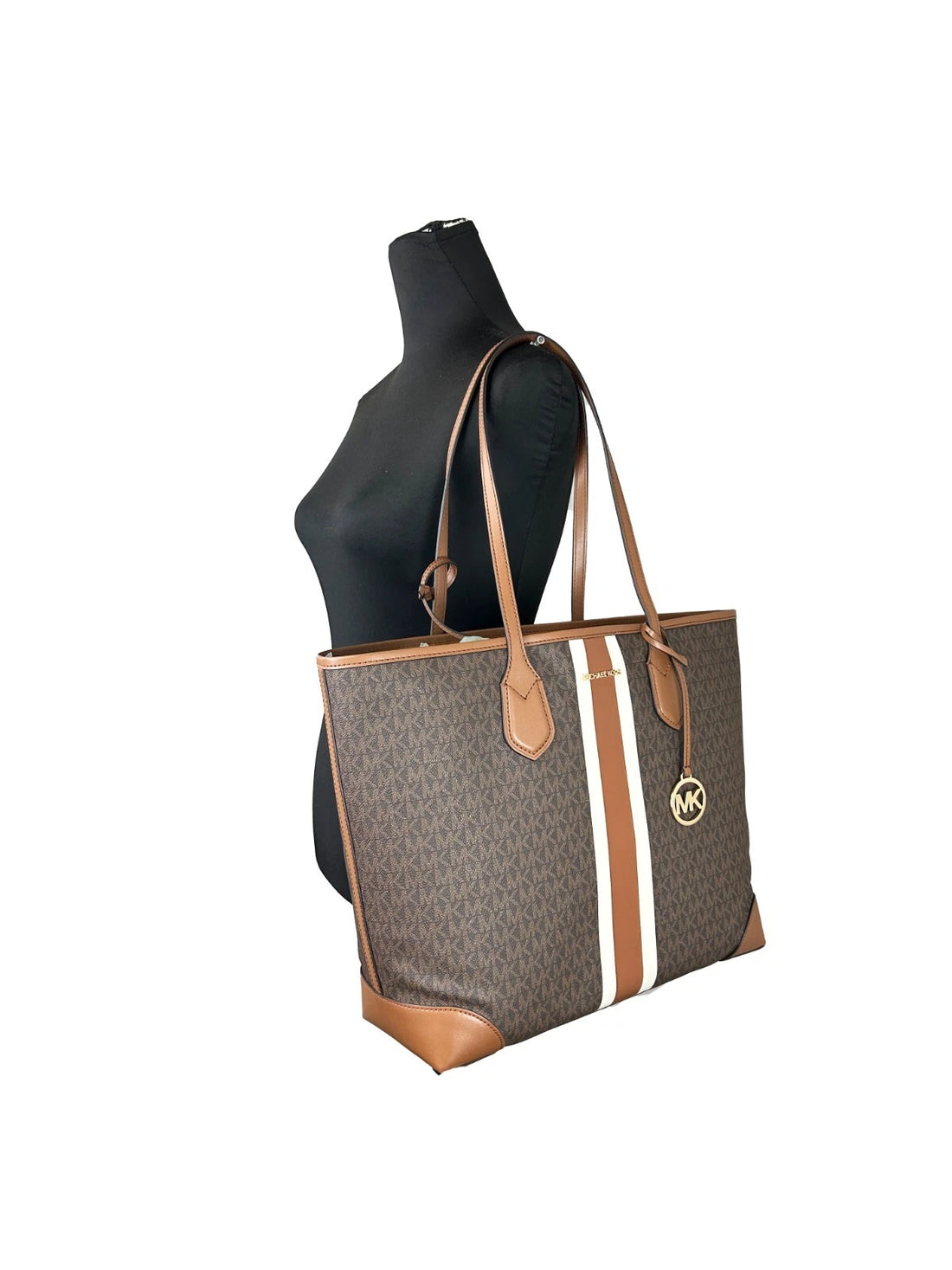 Michael Kors Eva Stor Randig Resväska Plus Påse Brun