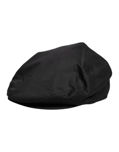 Dolce &amp;amp; Gabbana Black Cotton Newsboy Capello Cabbie Hat