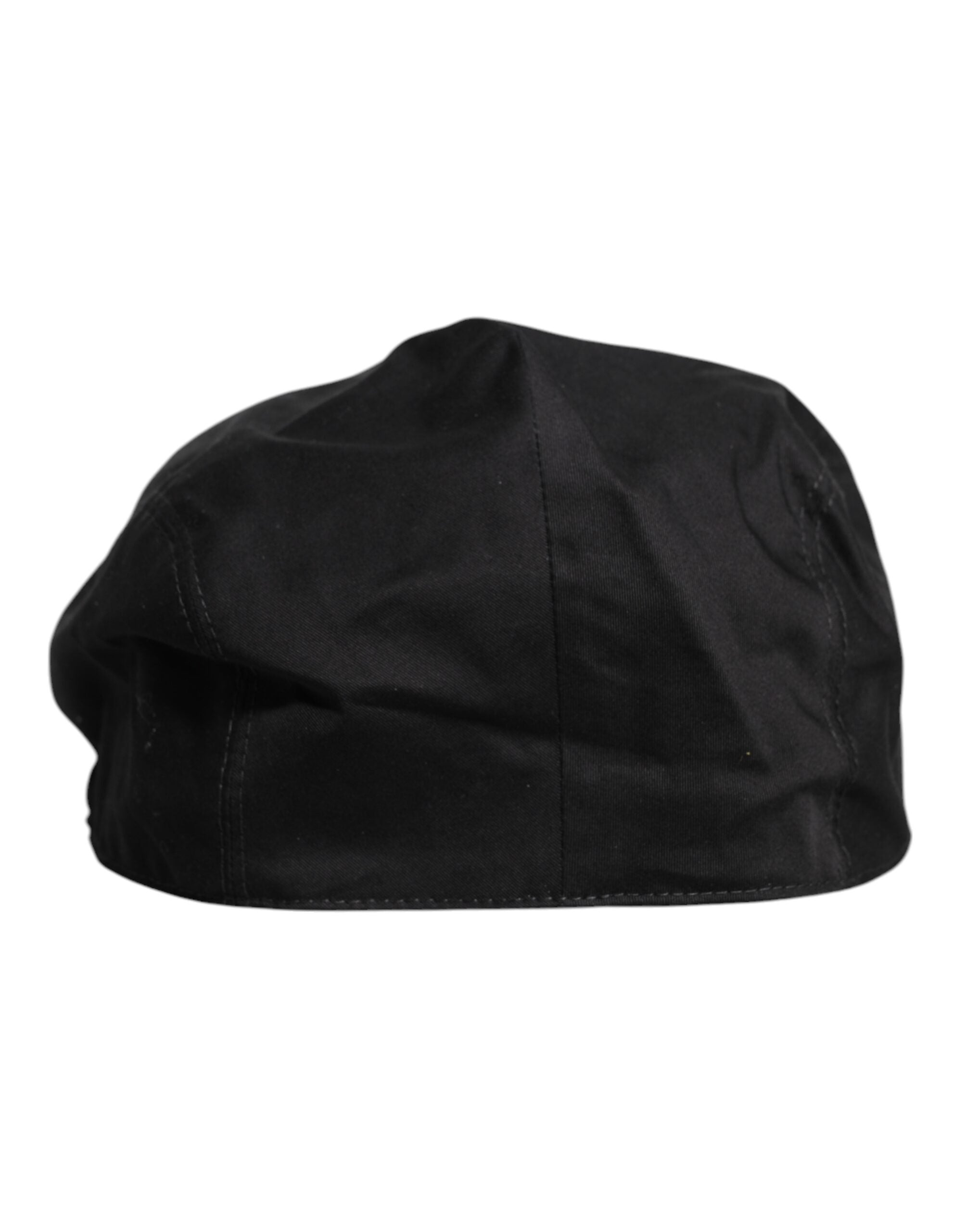 Dolce &amp;amp; Gabbana Black Cotton Newsboy Capello Cabbie Hat