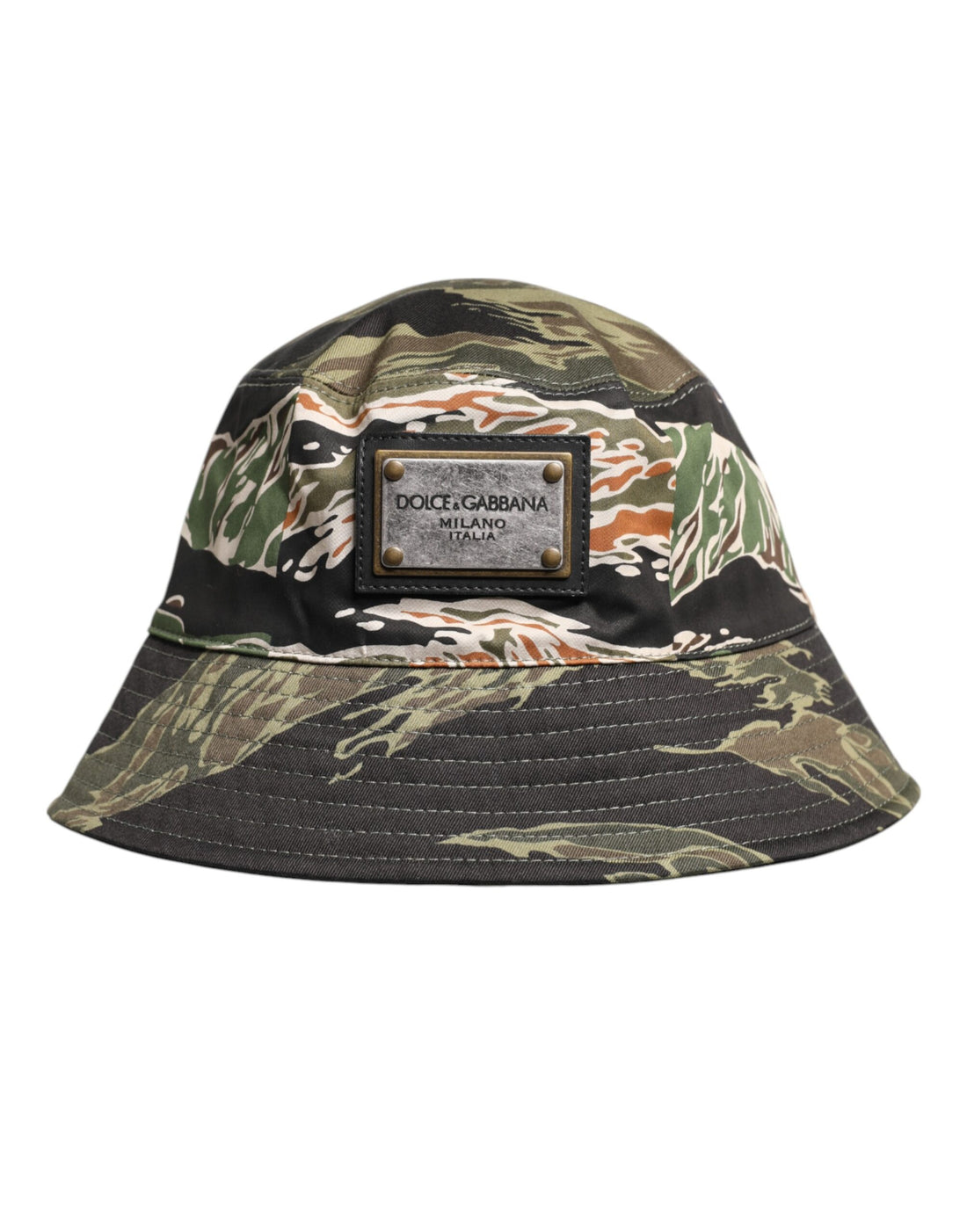 Dolce &amp;amp; Gabbana Flerfärgad DG Plaque Bredbrättad Bucket Hatt