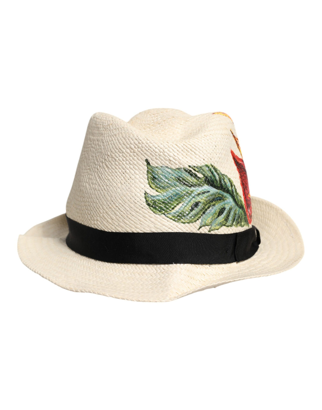 Dolce &amp;amp; Gabbana Beige Blommigt Mönstrat Stråhatt Med Bred Brätte Fedora