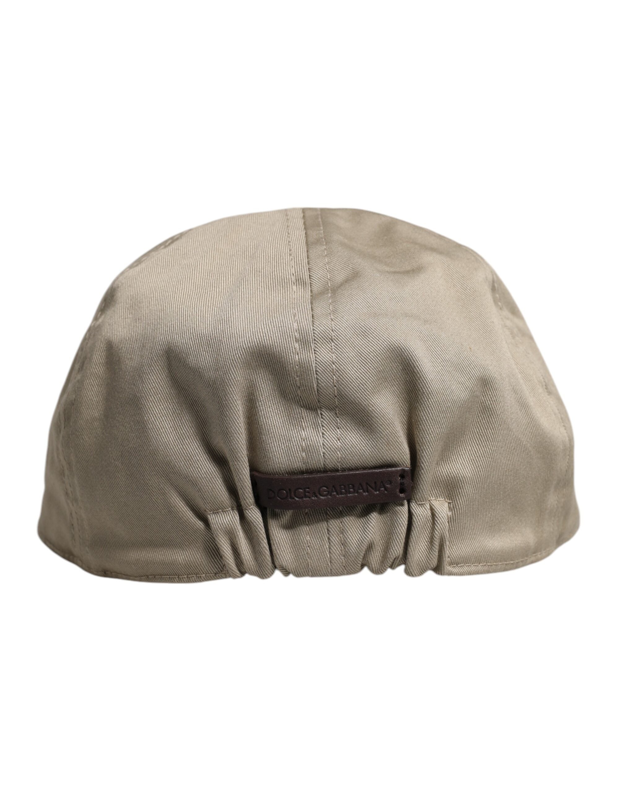 Dolce &amp;amp; Gabbana Beige Cotton Newsboy Capello Cabbie Hat