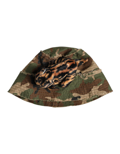 Dolce &amp;amp; Gabbana Flerfärgad Leopardutsmyckad Bucket Hatt Med Bred Brätte