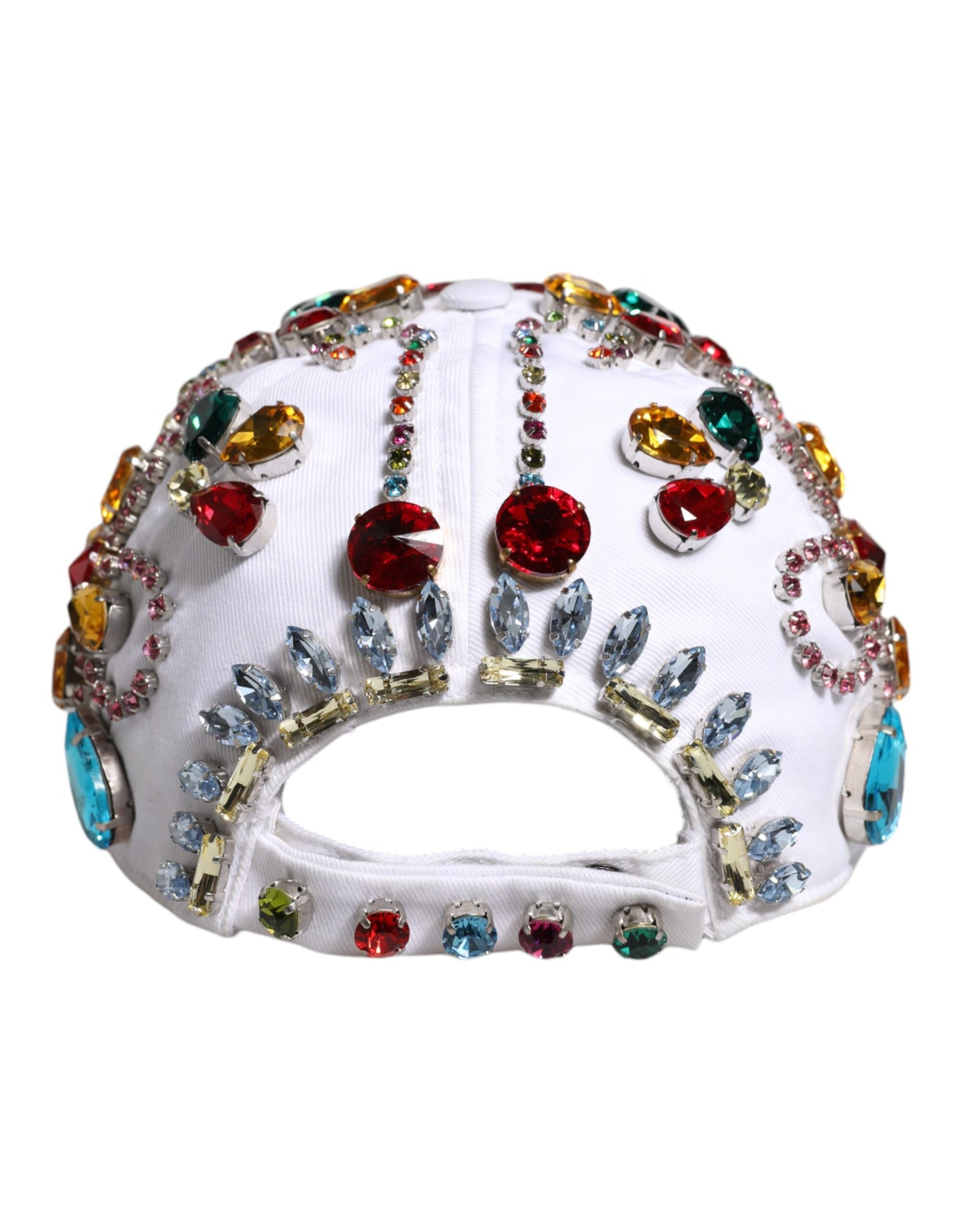 Dolce &amp;amp; Gabbana Vit Flerfärgad Kristallutsmyckad Basebollkeps