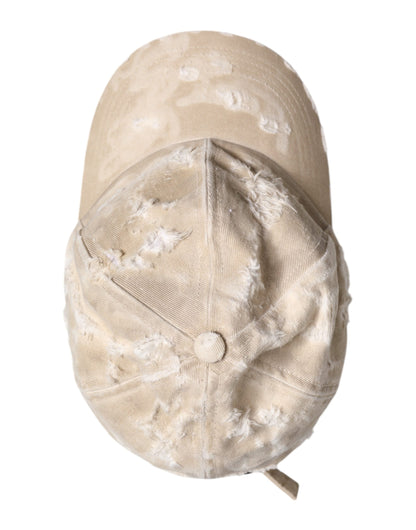 Dolce &amp;amp; Gabbana Beige Trasig Bomulls 6 Paneler Baseballkeps