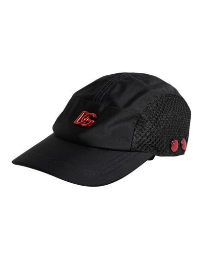 Dolce &amp;amp; Gabbana svart nylonlogotyp 6 paneler basebollkeps