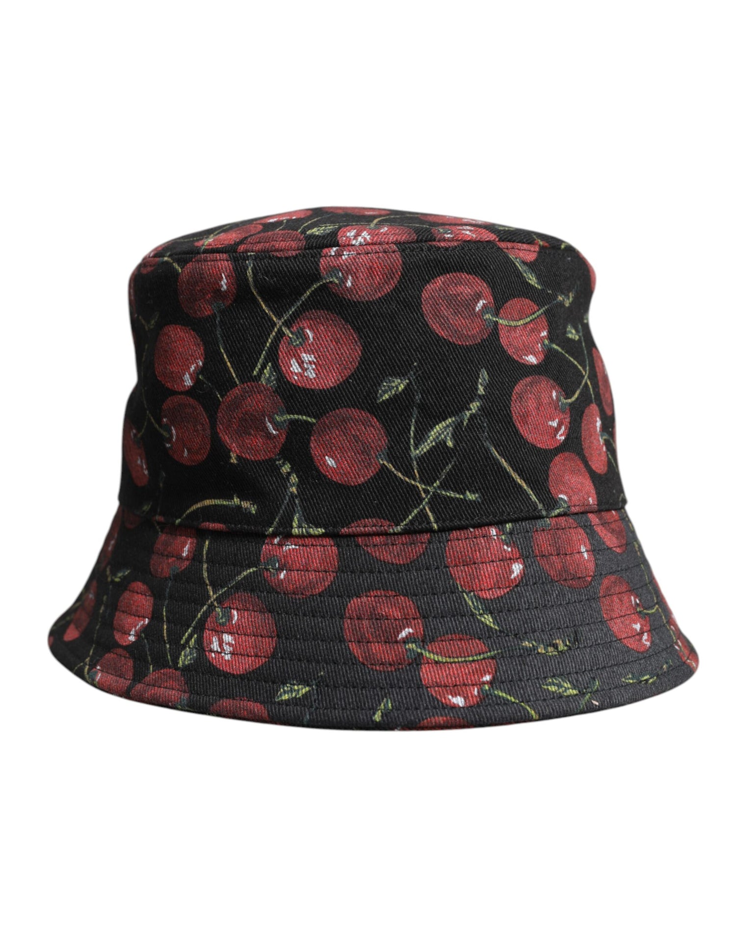Dolce &amp;amp; Gabbana Svart Bomullsmönstrad Bucket Hatt med Bred Brätte