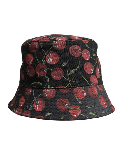Dolce &amp;amp; Gabbana Svart Bomullsmönstrad Bucket Hatt med Bred Brätte