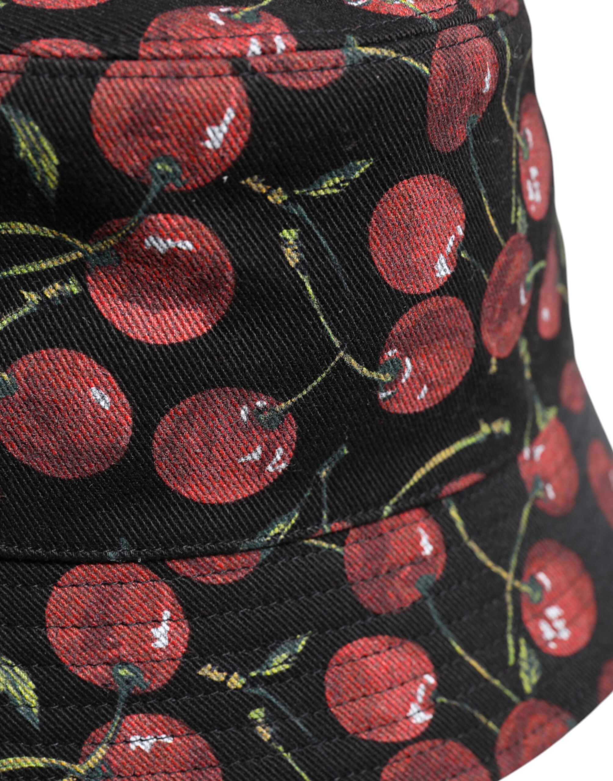 Dolce &amp;amp; Gabbana Svart Bomullsmönstrad Bucket Hatt med Bred Brätte
