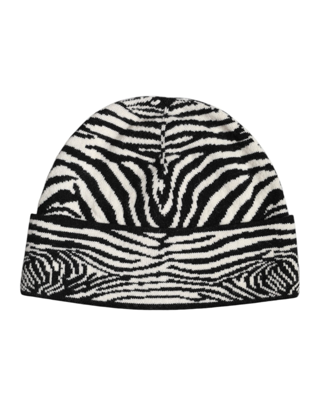 Dolce &amp;amp; Gabbana Svart Vit Zebra Stickad Vintermössa