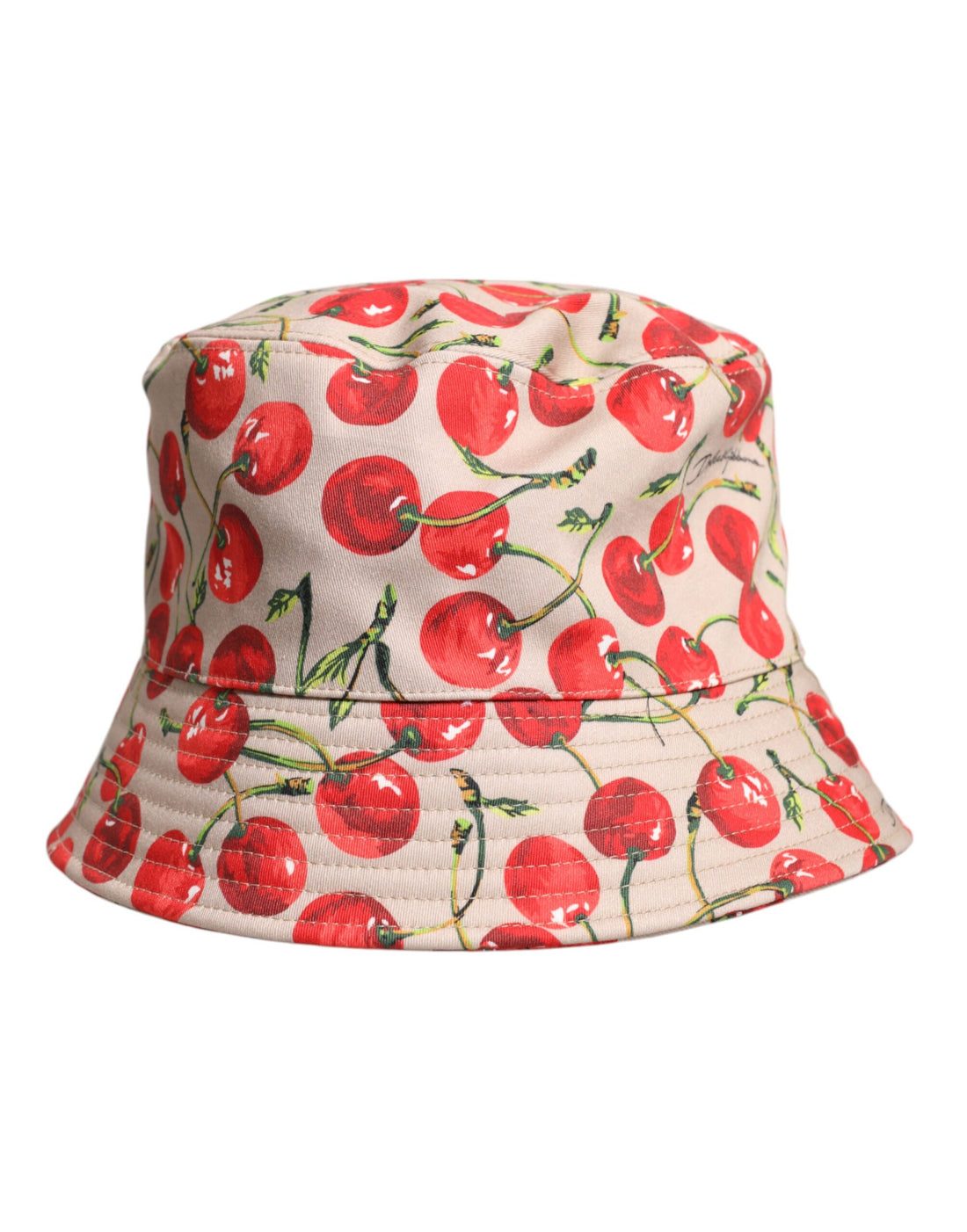 Dolce &amp;amp; Gabbana Beige Bomullsmönstrad Bucket Hat med Bred Brätte
