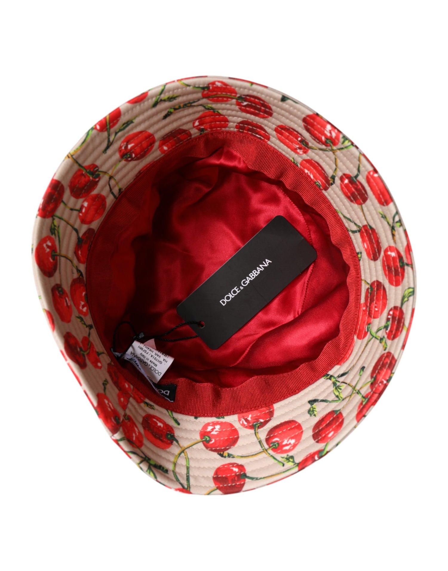 Dolce &amp;amp; Gabbana Beige Bomullsmönstrad Bucket Hat med Bred Brätte