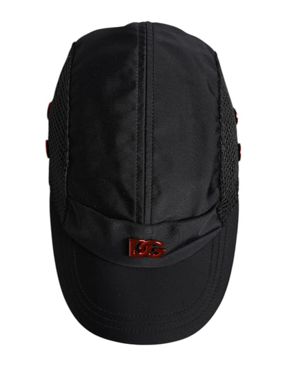 Dolce &amp;amp; Gabbana svart nylonkeps med DG-logotyp och 6 paneler