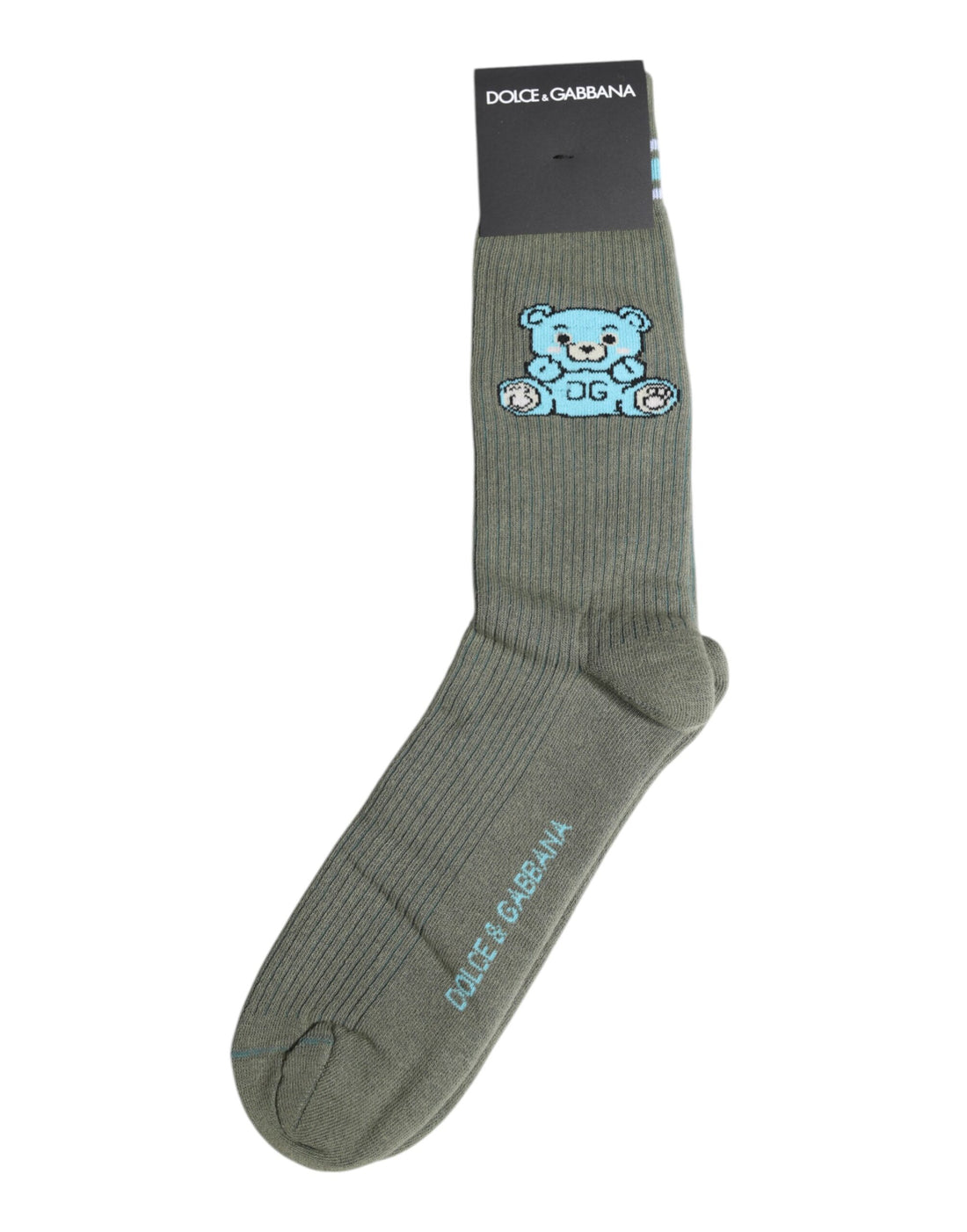 Dolce &amp;amp; Gabbana Grå Bomull DG Bear Mid Calf Strumpor