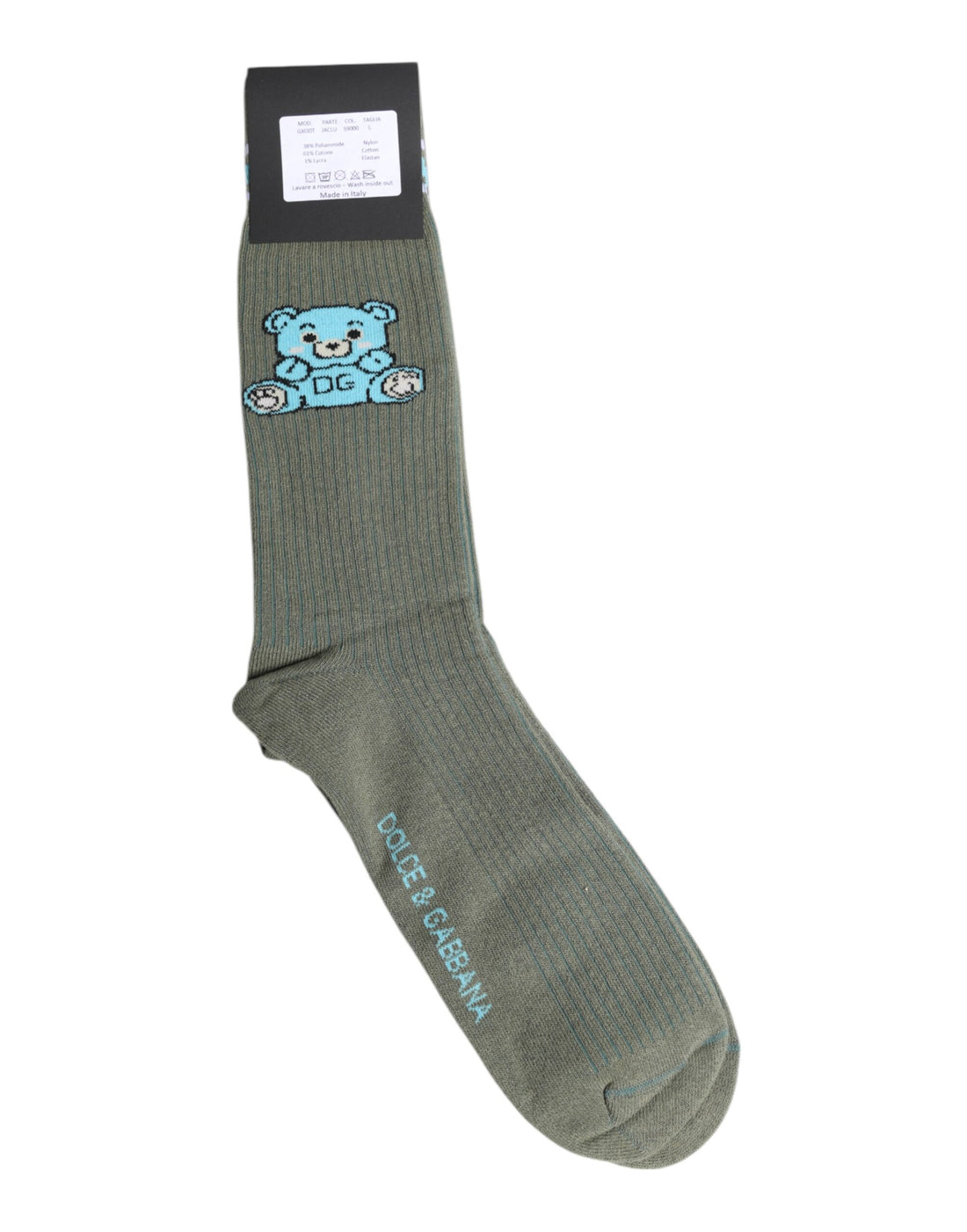 Dolce &amp;amp; Gabbana Grå Bomull DG Bear Mid Calf Strumpor
