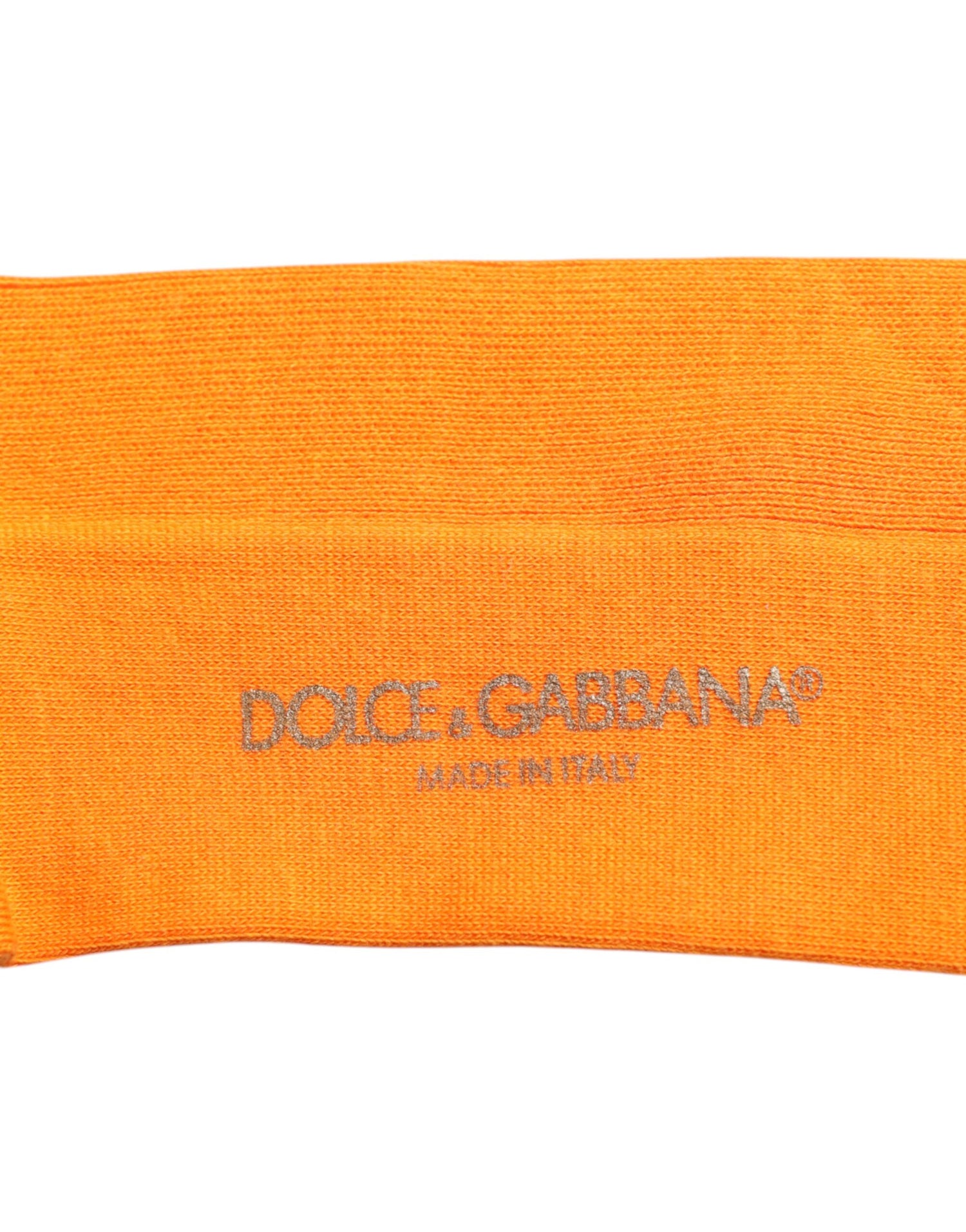 Dolce &amp;amp; Gabbana Orange Bomullsstrumpor med Logotyp Över Vaden