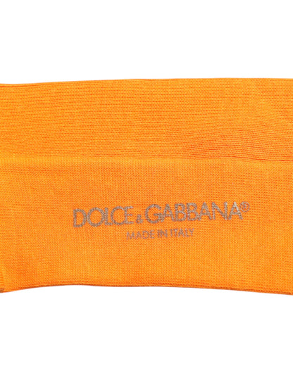 Dolce &amp;amp; Gabbana Orange Bomullsstrumpor med Logotyp Över Vaden