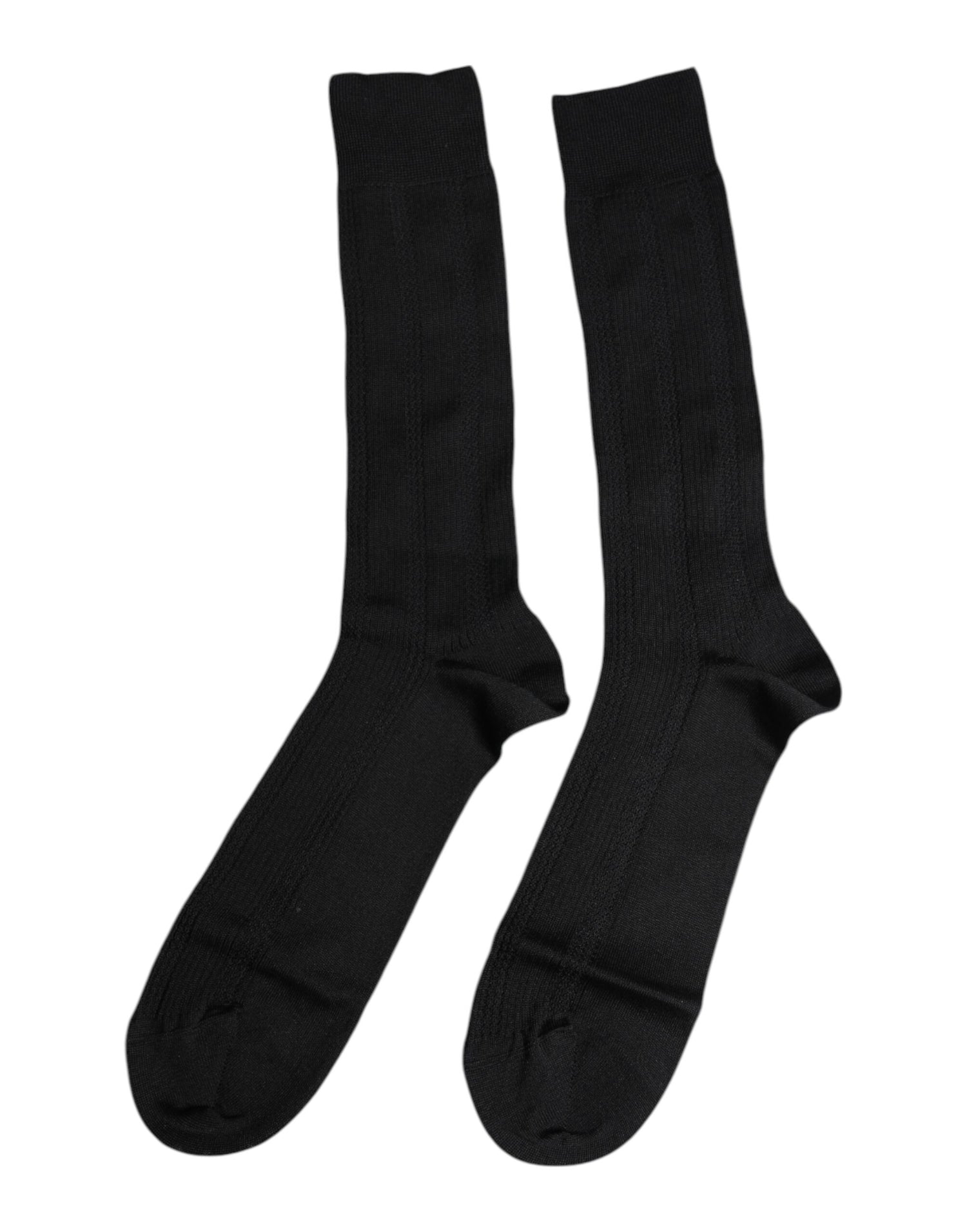 Dolce &amp;amp; Gabbana Svarta Stretch Logo Mid Calf Herrstrumpor