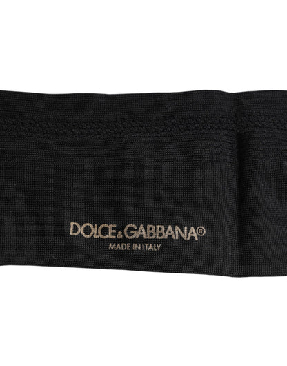 Dolce &amp;amp; Gabbana Svarta Stretch Logo Mid Calf Herrstrumpor