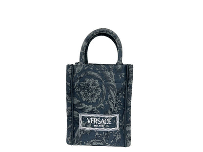 Versace Athena Barocco Mini Top Handle Tote Crossbody Bag Svart