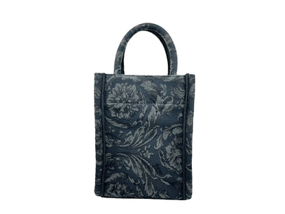 Versace Athena Barocco Mini Top Handle Tote Crossbody Bag Svart