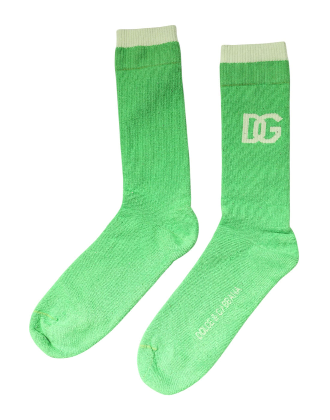 Dolce &amp;amp; Gabbana Gröna DG Logo Mid Calf Herr Nylonstrumpor