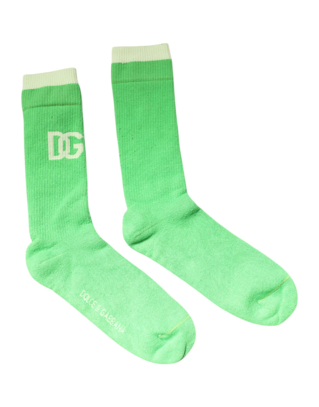 Dolce &amp;amp; Gabbana Gröna DG Logo Mid Calf Herr Nylonstrumpor