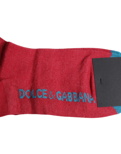 Dolce &amp;amp; Gabbana Röda Bomullsstrumpor Med DG-Logotryck, Halvhög Vad
