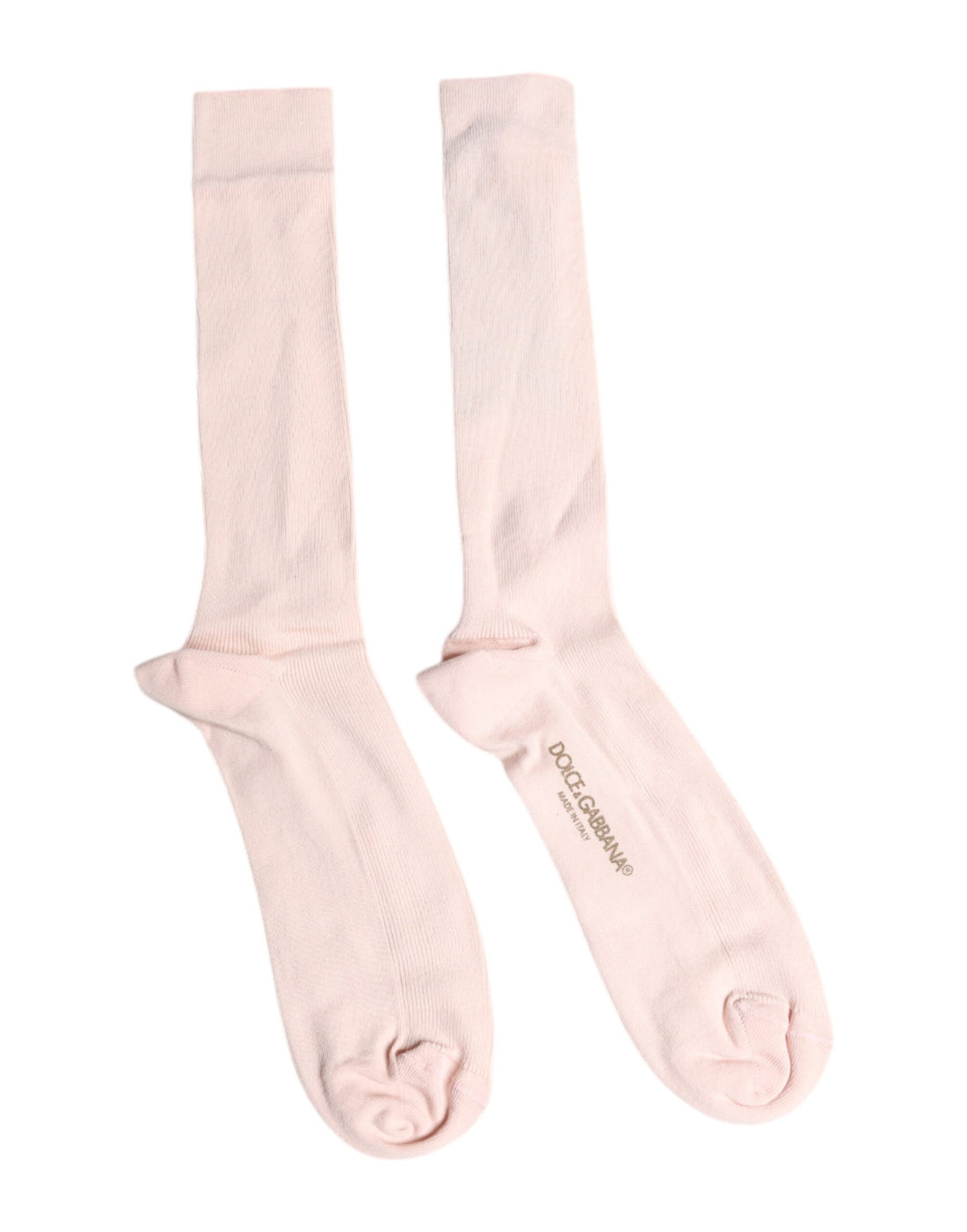 Dolce &amp;amp; Gabbana Elfenbensvita Bomulls Stretchiga Vadstrumpor Med Logotyp