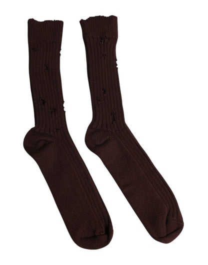 Dolce &amp;amp; Gabbana Bruna Bomulls Stretchiga Över Vaden Strumpor