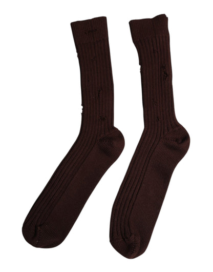 Dolce &amp;amp; Gabbana Bruna Bomulls Stretchiga Över Vaden Strumpor